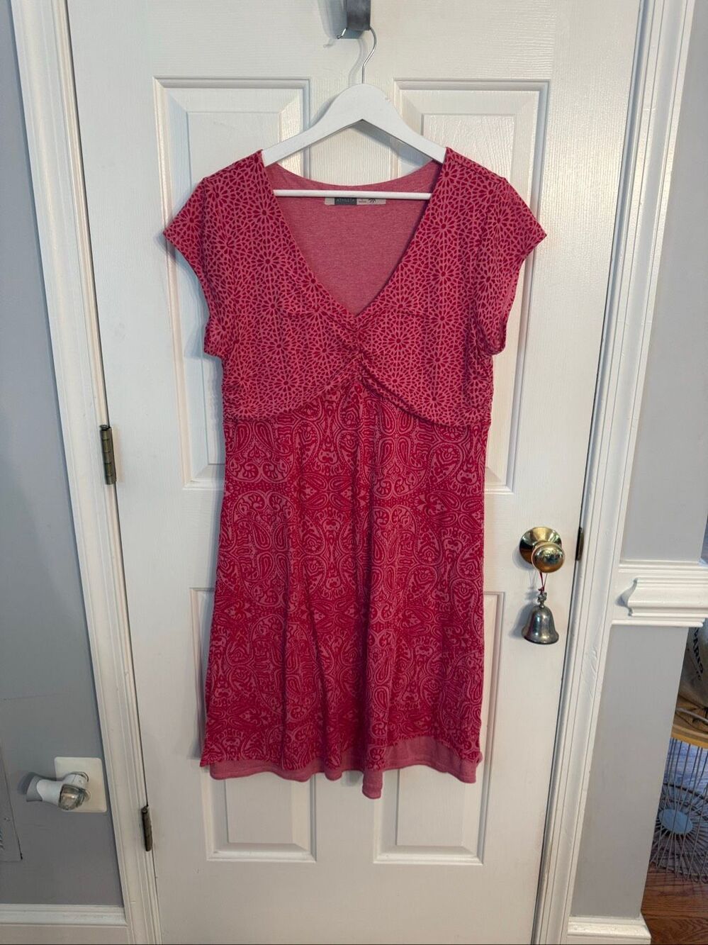 Athleta Pink & Red Mixed Print Athletic Dress s L